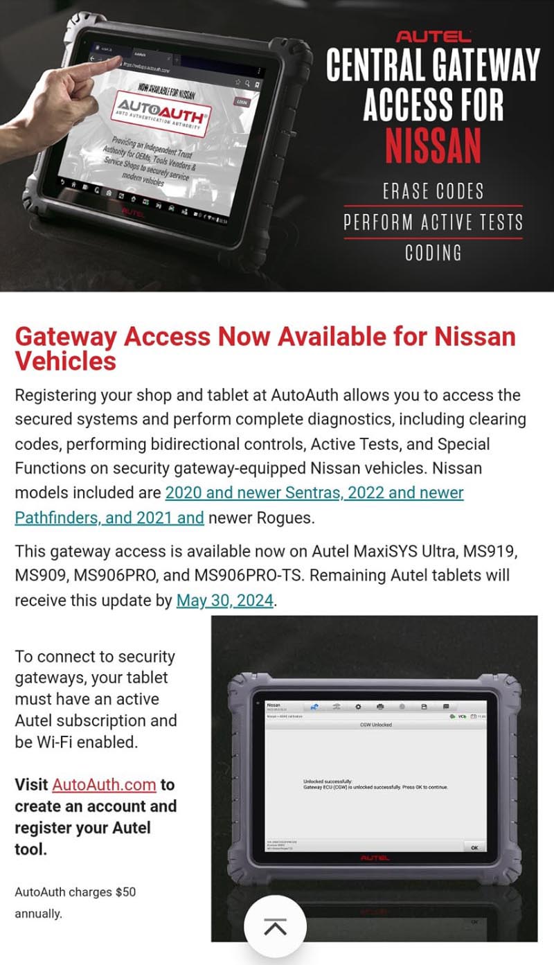 autoauth available for nissan
