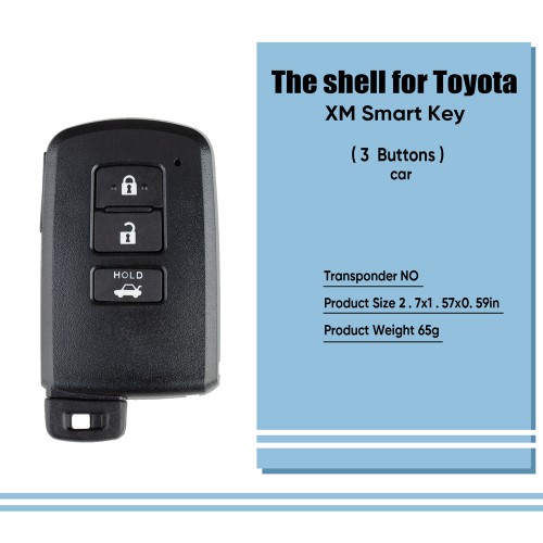 Key Shell for Toyota XM Smart Key 1744 Type 3 Buttons Black 5pcs/lot