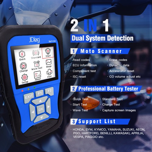 JDiag M100 Moto Scanner Universal Motorcycle Scan Tool Full Version