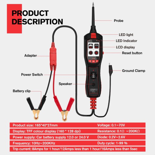 TOPDIAG P150 Electrical Tester 6 - 30 Volt Vehicle Electrical System Diagnostics