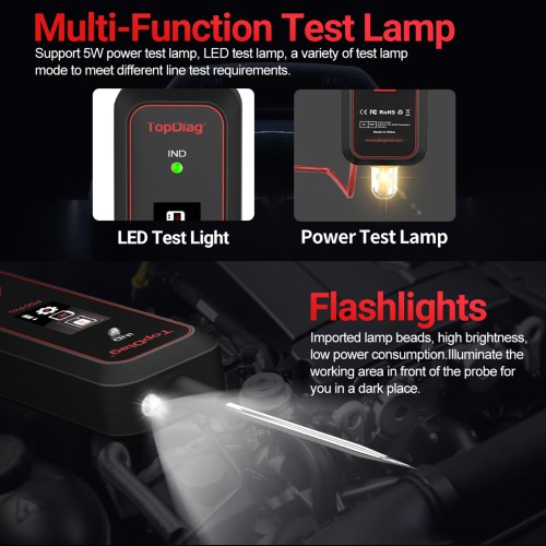 TopDiag P50Pro Mini Oscilloscope Automotive Circuit Tester Detect Sensor Signals AC/DC Detection LED Test Light