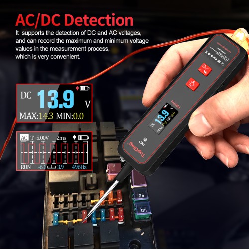 TopDiag P50Pro Mini Oscilloscope Automotive Circuit Tester Detect Sensor Signals AC/DC Detection LED Test Light