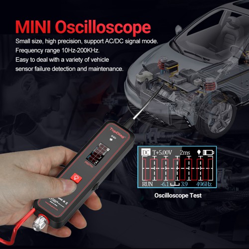 TopDiag P50Pro Mini Oscilloscope Automotive Circuit Tester Detect Sensor Signals AC/DC Detection LED Test Light